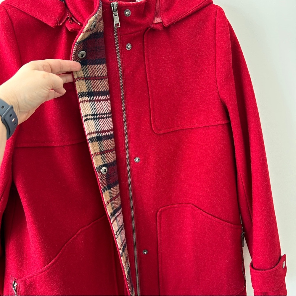 Tommy Hilfiger Women’s Small Wool Blend Coat Jacket Red Hooded Preppy Church EUC - Picture 4 of 15